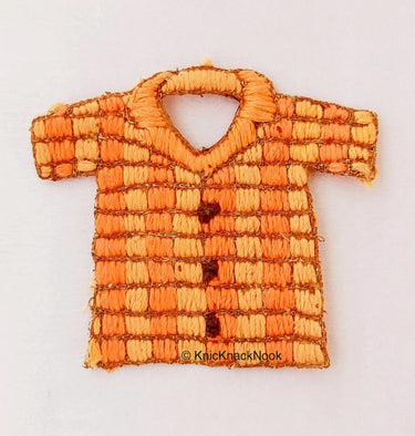 Hand Embroidered T-shirt Applique In Orange and Brown Embroidery, Appliqué Patch, Tshirt Applique